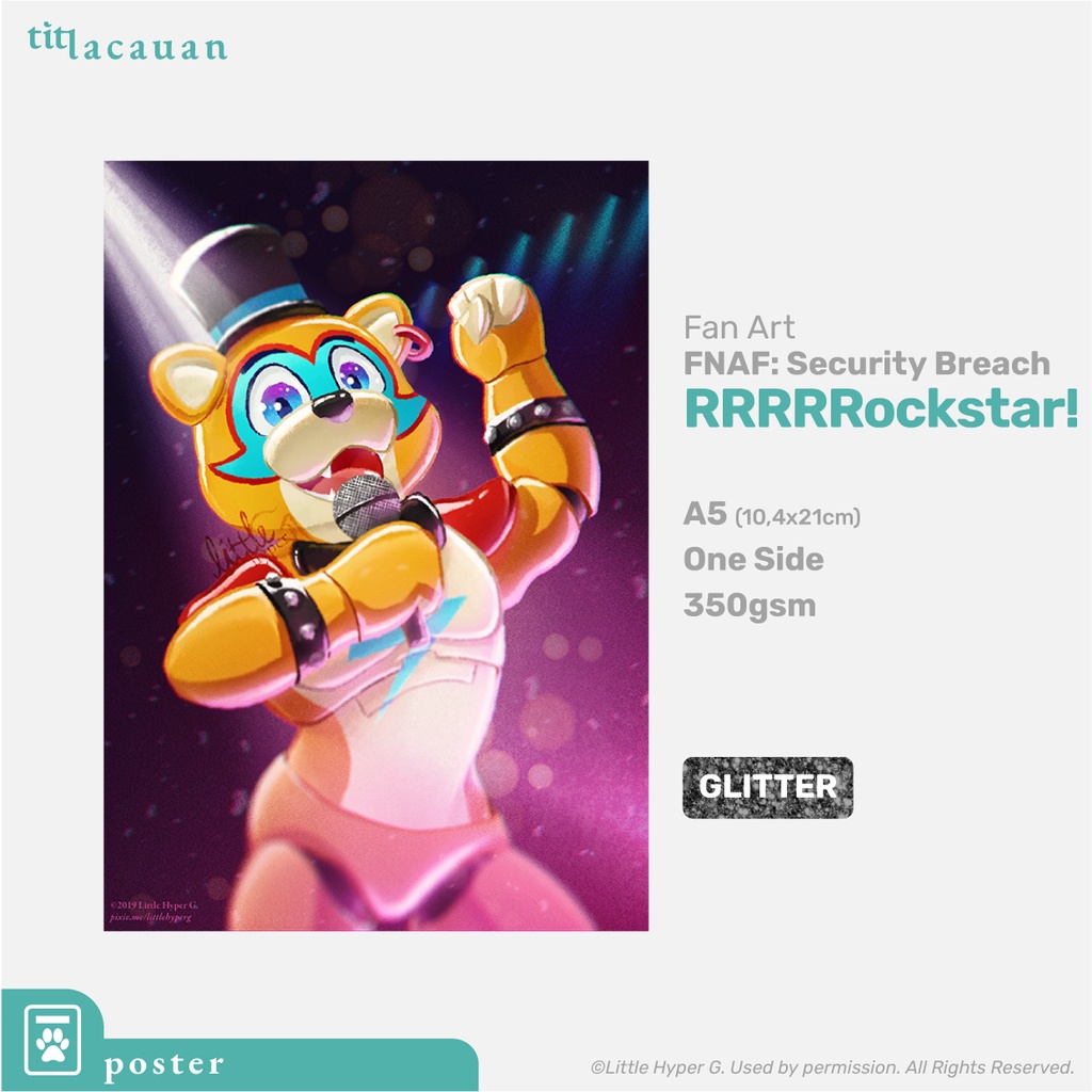 Poster Art Print FNAF Glamrock Freddy Fazbear RRRRRockstar!