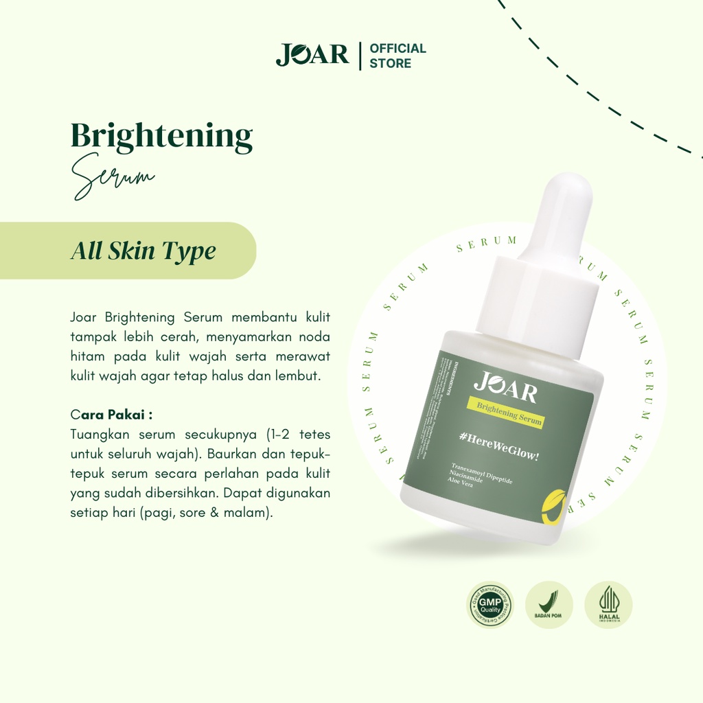 Joar Skincare [2 Pcs] Series Brightening (Soap Bar/Sabun, Serum, Day Cream, Night Cream &amp; Face mist)