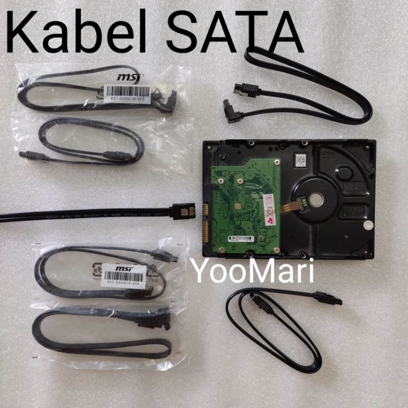 Kabel HDD SATA 3 hardisk gamer SSD panjang 50 Cm MSI military high quality 100% original 6 Gbps harddrive 2.5 3.5 PC komputer buildup kunci klip klik besi