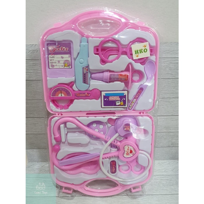mainan anak  Little Doctor Play Set Mainan Anak Dokter Alat Medis Pink(U1H8) mainan anak mainan anak