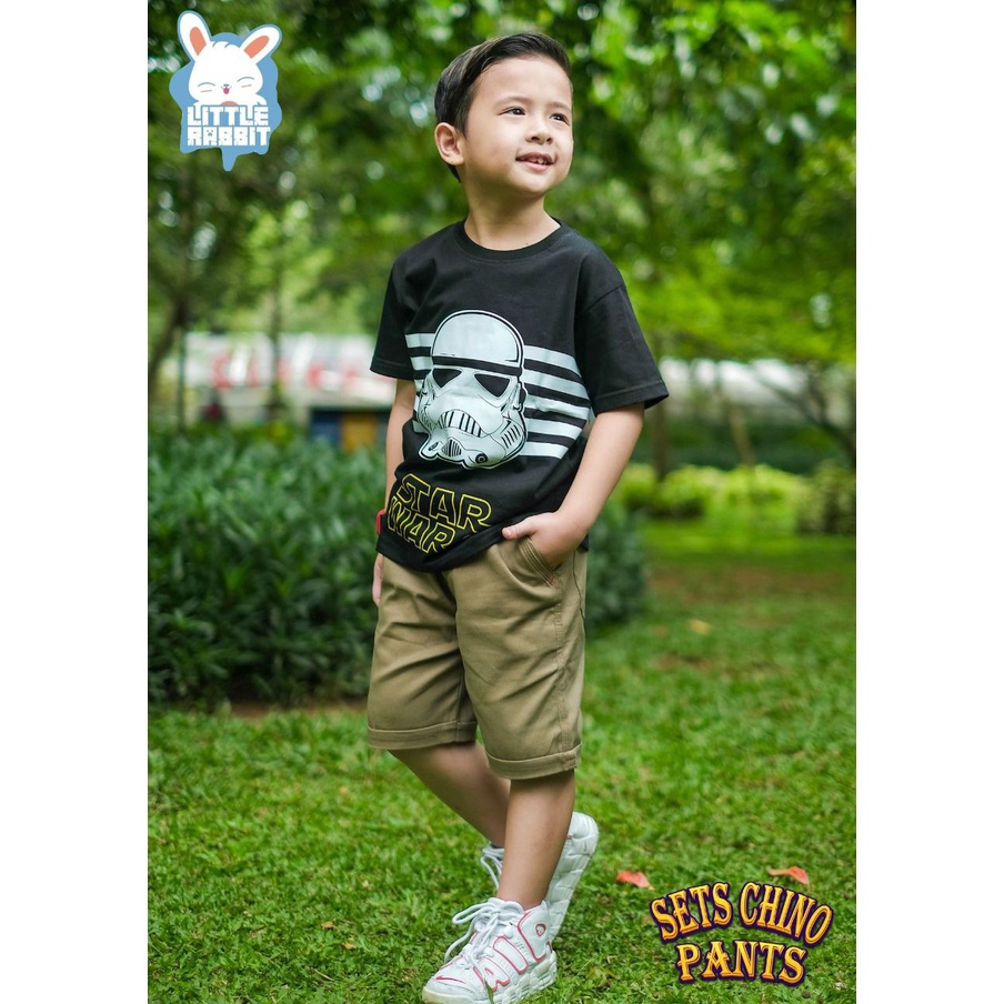 Setelan Kaos Celana Anak Cowok Chinos by Little Rabbit