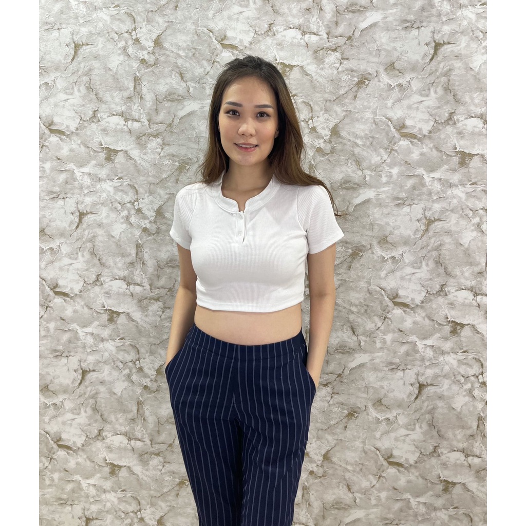 MODAVIE - KARIN CROPTOP Kaos Baju Atasan Rib Wanita Crop