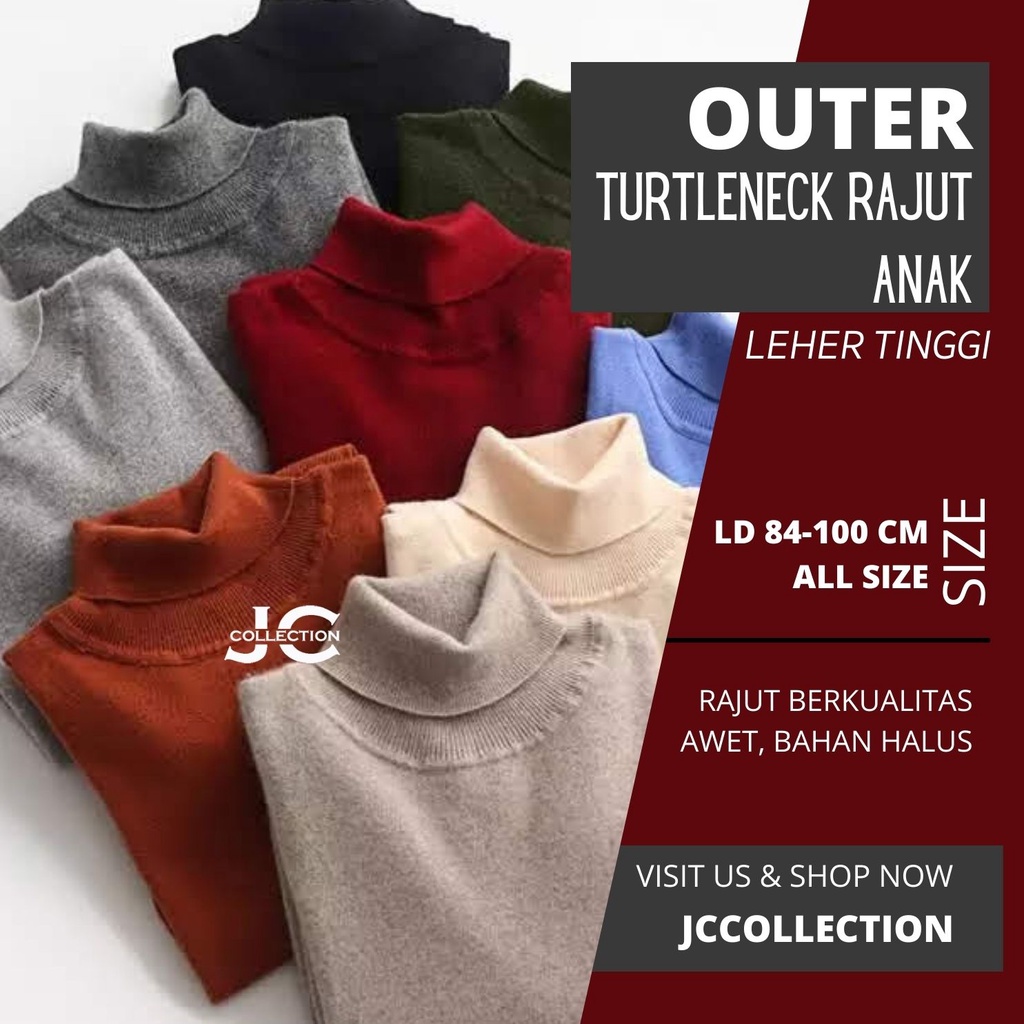 Sweater Turtleneck Rajut Anak Perempuan Joanne Kids - Teens / Turtleneck Umur 7 - 12 Tahun