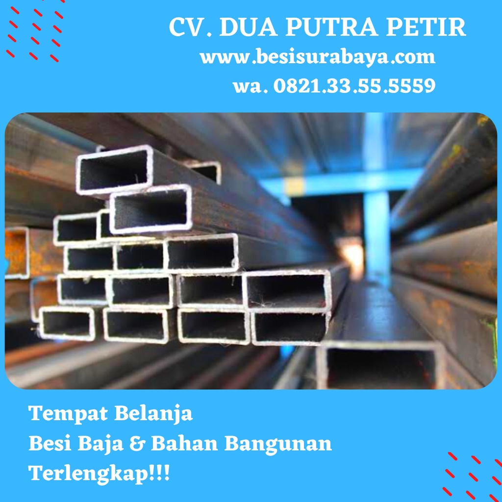 Pipa Besi Pipa Kotak Pipa Holo Pipa Hollow Galvanis 34x34 Tebal 0.5mm