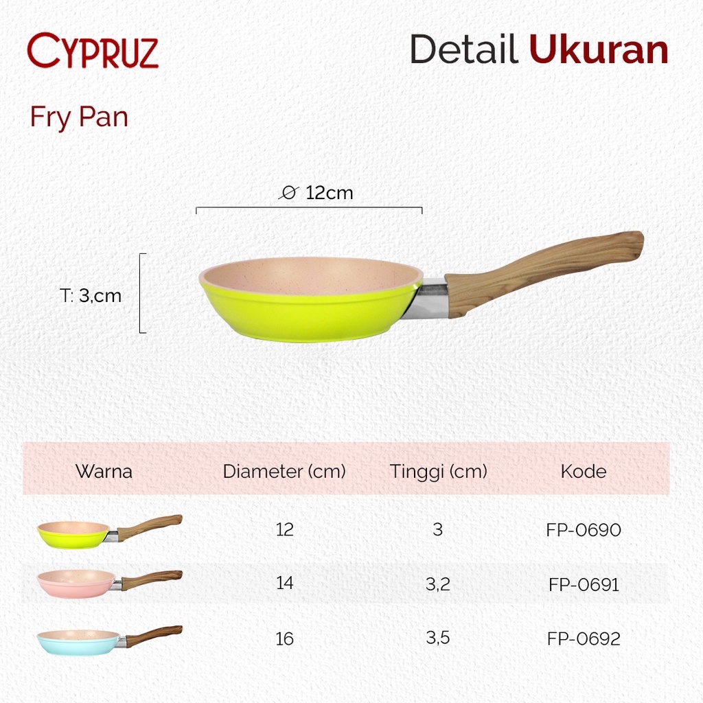 Cypruz COLOURFUL MINI PINK MARBLE Series: FRY Pan