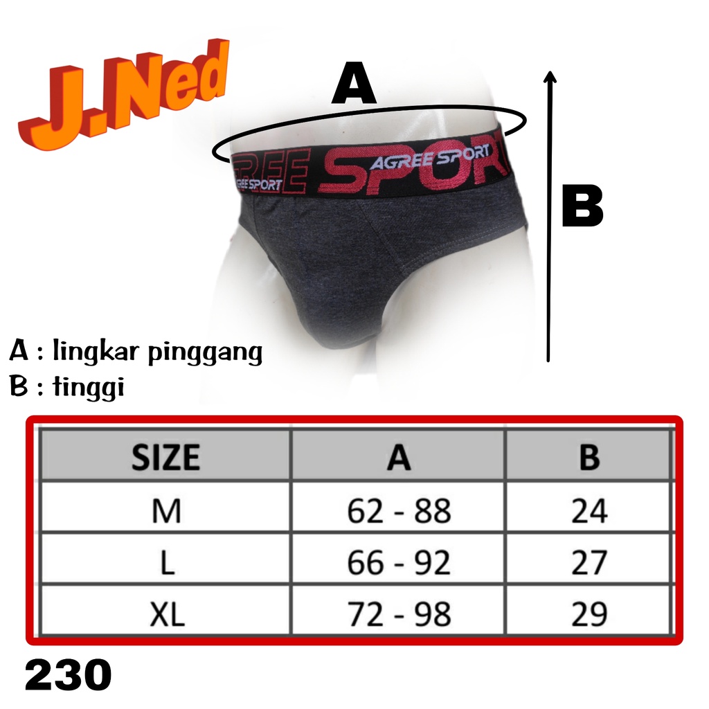 J230T HARGA 1 BOX(ISI 3 PCS) CELANA DALAM PRIA DEWASA AGREE SPORT