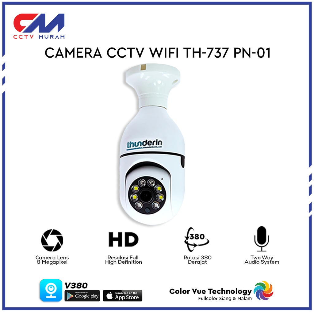 PROMO !! CCTV WIFI WIRELESS MINI PTZ V380 360 PTZ NIGHT VISION WIFI IP KAMERA BOHLAM || CAMERA CCTV WIFI MINI PTZ BOHLAM THUNDERIN TH-737-V3