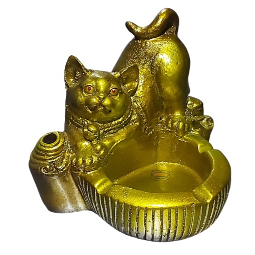ASBAK ROKO UNIK KUCING/CAT/GOLD/HOME DECORATION