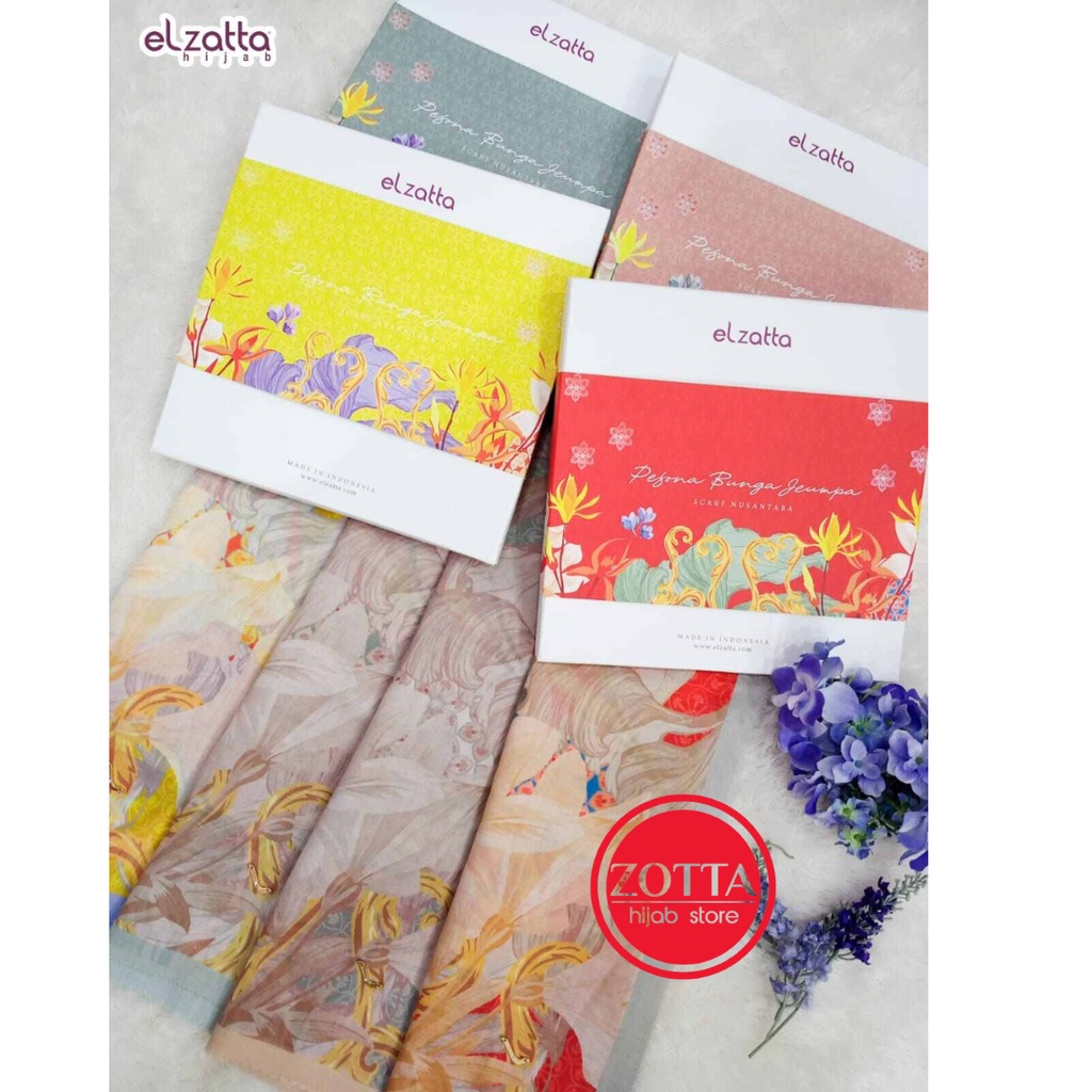 JILBAB MERAH SEGI EMPAT KANARA PESONA BUNGA JEUMPA SCARF PREMIUM KERUDUNG ELZATTA FREE BOX