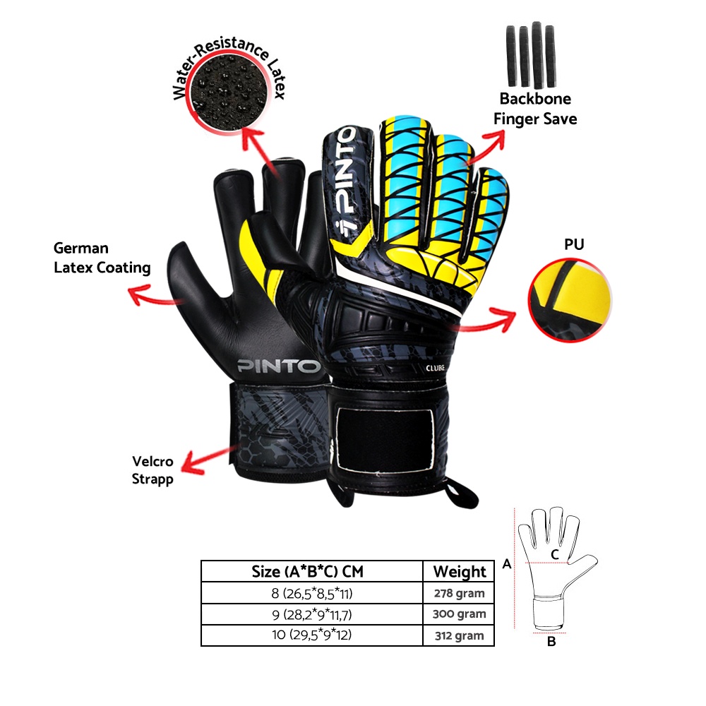 Sarung Tangan Kiper Tulang Dewasa PINTO Clube