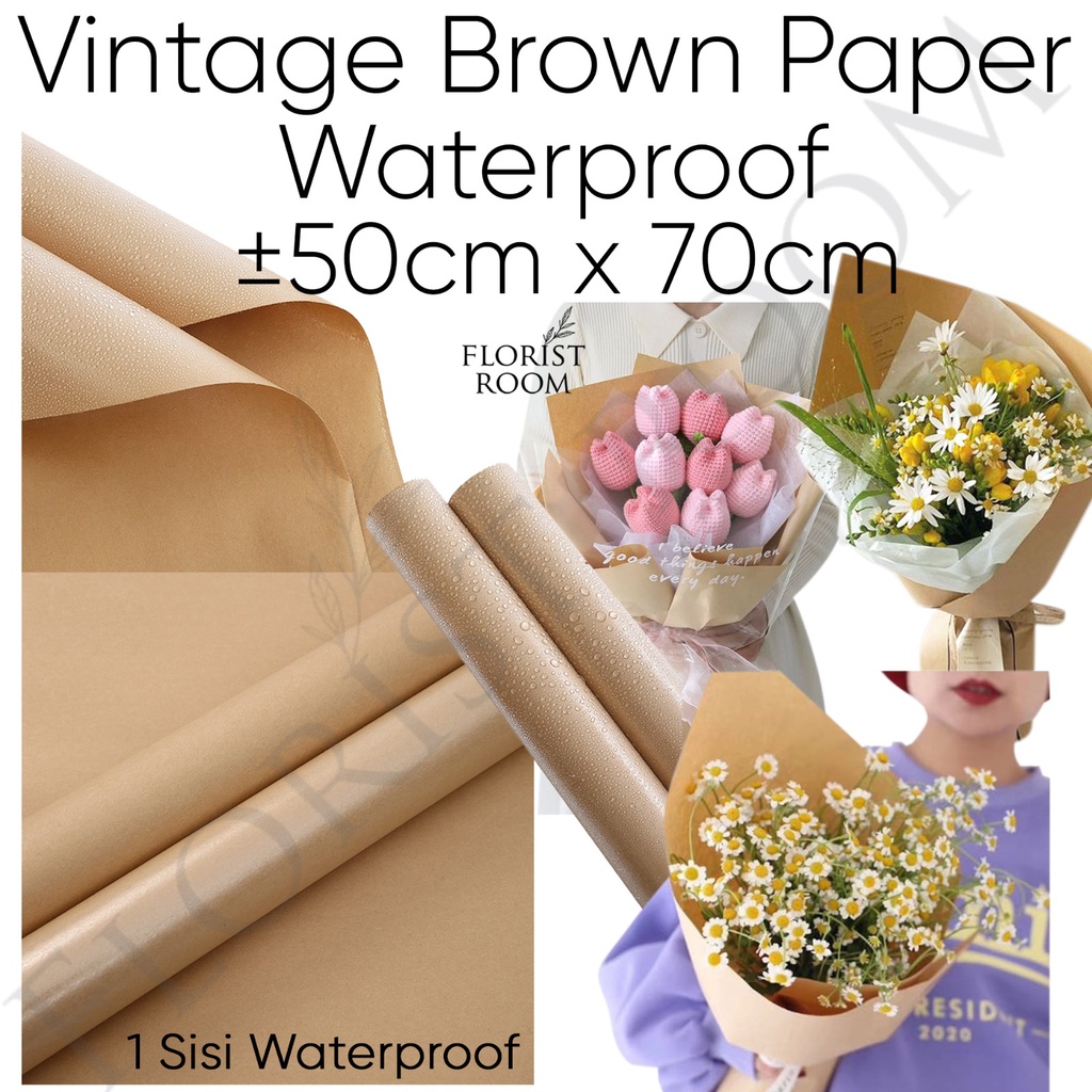 

Vintage Brown Paper Waterproof ±30Lembar/Pack