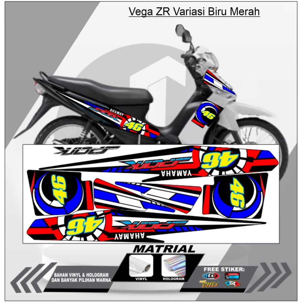 STIKER STRIPING VARIASI VEGA ZR BAHAN PUTIH/HOLOGRAM VINYL|LIS SEPEDA MOTOR VEGA|STIKER MOTOR VEGA Z