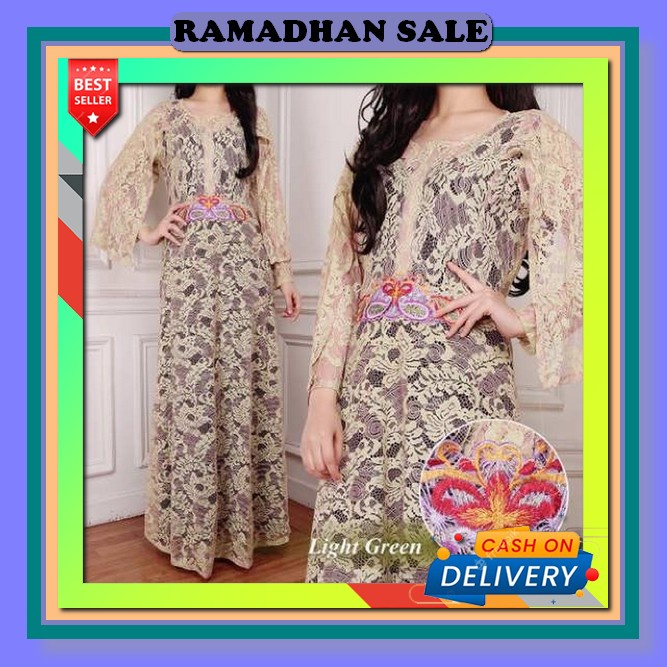 Kaftan Wanita Terbaru 2022 Kaftan Isyana Kaftan Rinjani Kaftan Kondangan Kekinian [Kaftan Maya Hijau