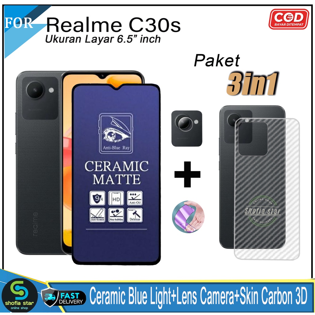Promo 3in1 Tempered Glass Privacy Matte Realme C30S C11 C11 2021 C15 C3 Anti Gores Anti Spy Full Layar