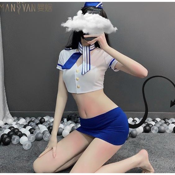 Li-09 Pilot Uniform Pramugari Polisi Lingerie Baju Tidur Wanita Seksi