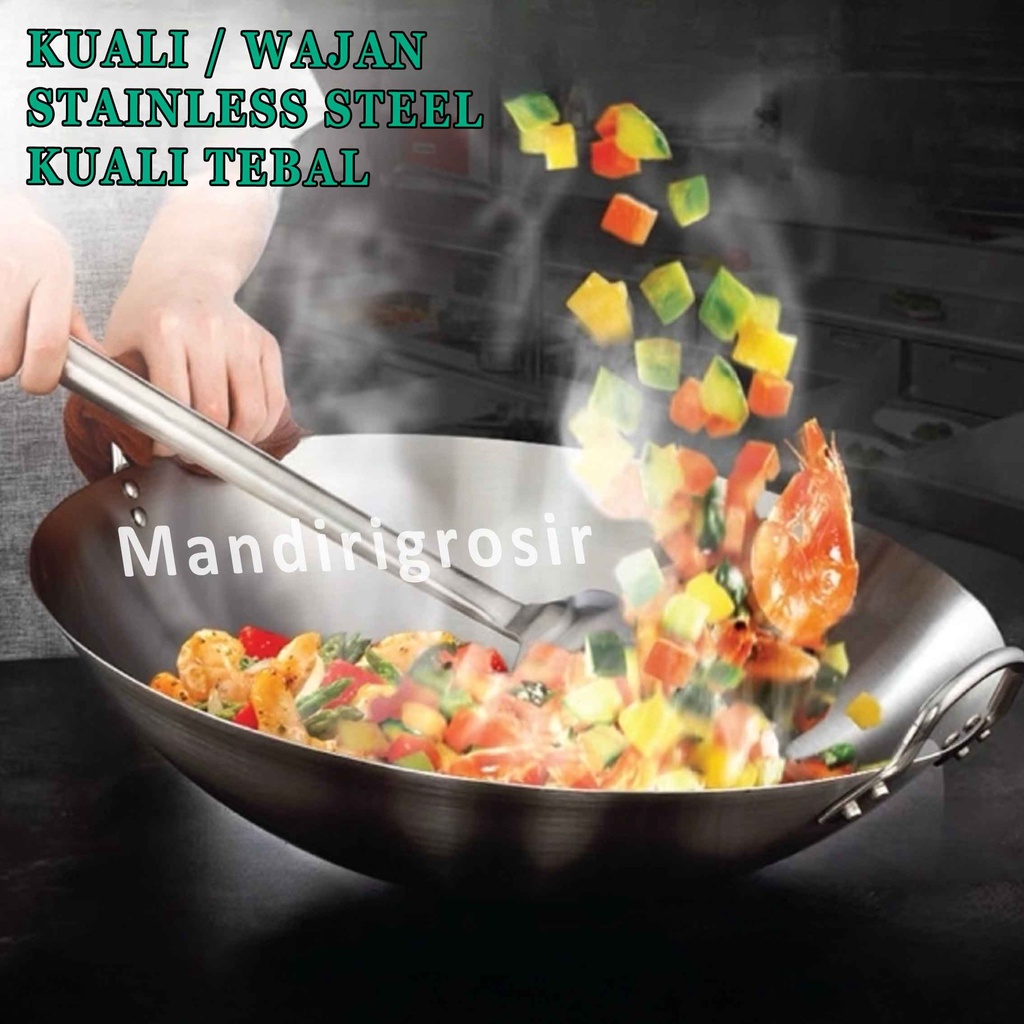 Wajan Tebal* Kuali Stainless* Penggorengan Masak* Anti Lengket Serbaguna