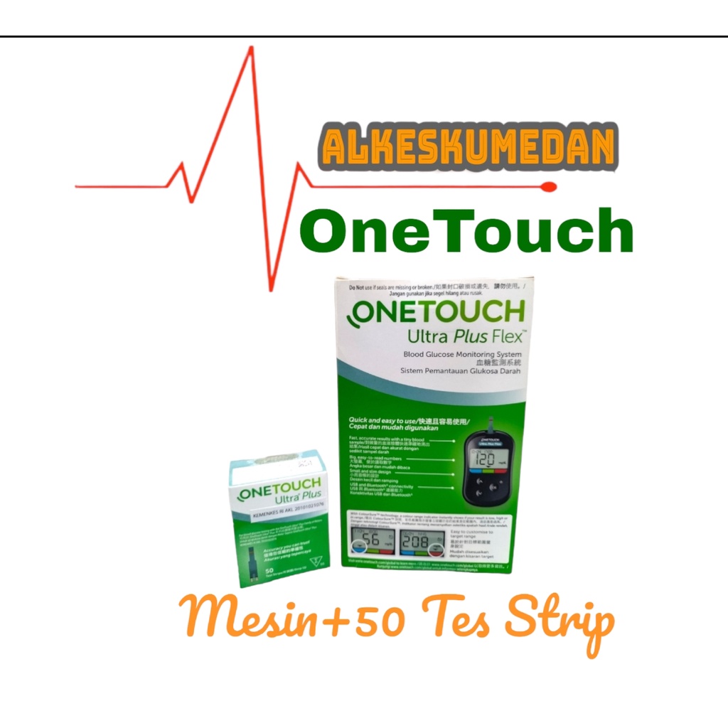 Mesin Onetouch Ultra Plus Flex+50 Test Strip/Alat Cek Gula darah Onetouch/Alat Ukur Gula Darah+50Strip Test