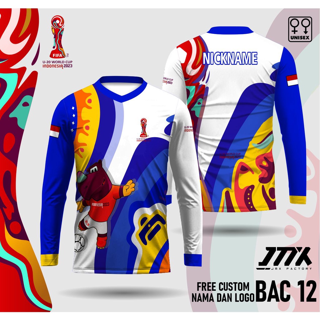 jersey piala dunia u20 indonesia lengan panjang kaos bacuya piala dunia u20 bac