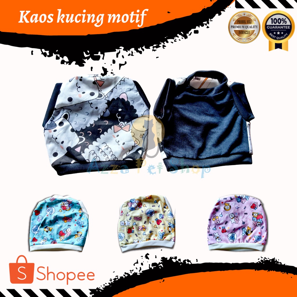 Kaos kucing motif lucu bahan katun adem / pakaian hewan kucing motif lucu