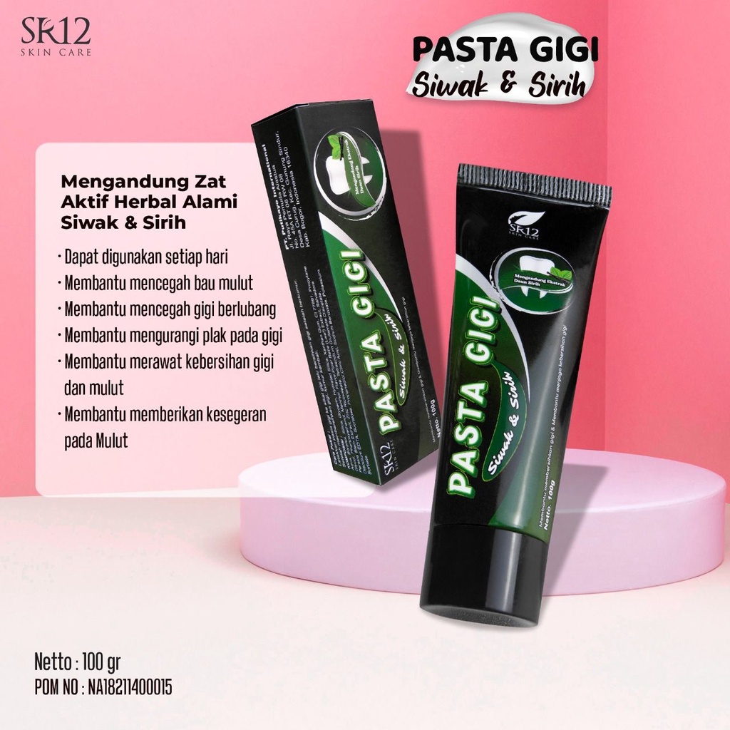 PASTA GIGI SIWAK &amp; SIRIH SR12 / ODOL SIWAK DAUN SIRIH / MENCEGAH GIGI BERLUBANG / MENYEGARKAN GIGI DAN MULUT