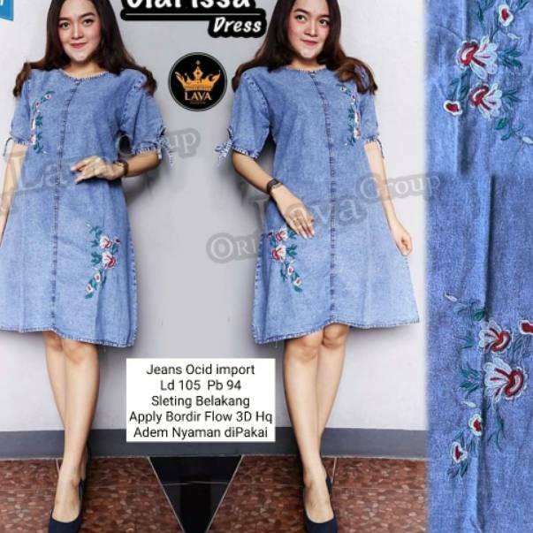 [ART. 6799 Clarissa dres dress daster homedress homewear jeans denim jumbo pakaian fashion wanita mu