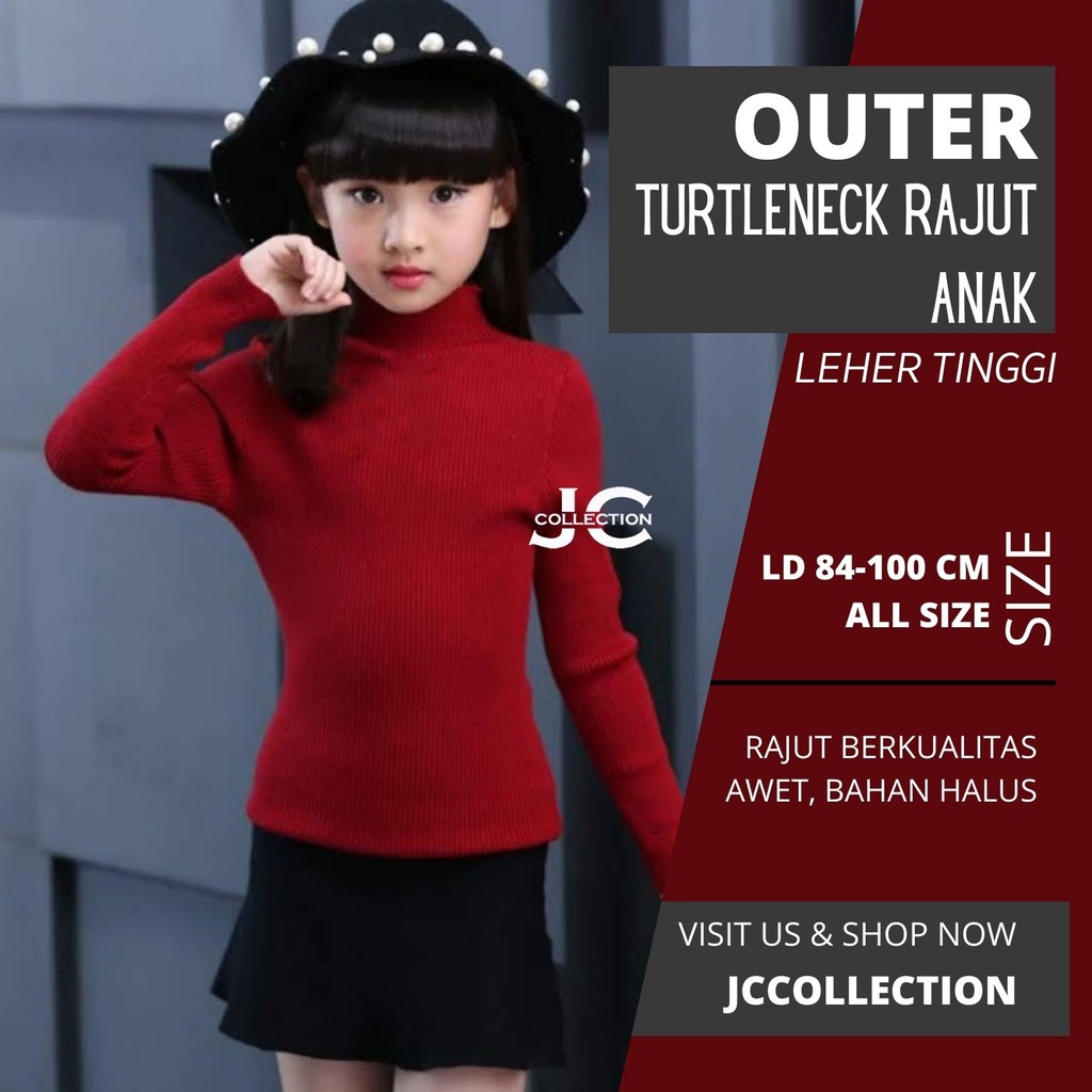 Sweater Turtleneck Rajut Anak Perempuan Joanne Kids - Teens / Turtleneck Umur 7 - 12 Tahun