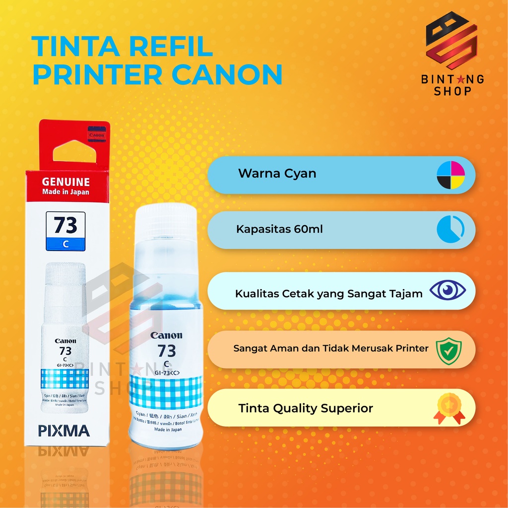 1 SET 6 PCS Tinta Canon Gi 73 Tinta Printer G670 G570