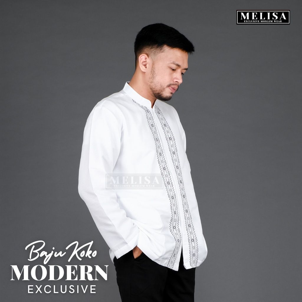 Baju Koko Pria Lengan Panjang Bahan Poli Katun Warna Putih Tulang Size M L XL XXL XXXL XXXXL