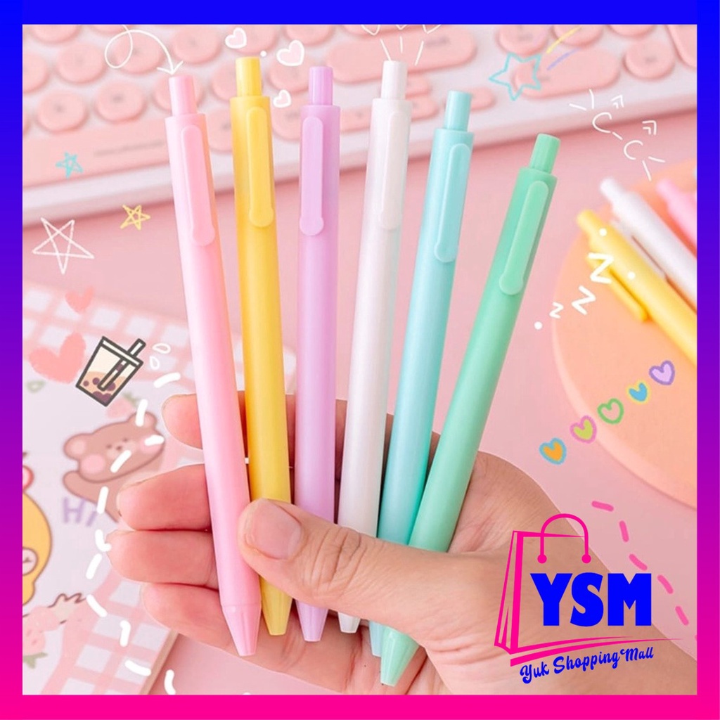 

YSM Pena Cetekan Macaroon Pulpen Warna Pastel Tinta Hitam Alat Tulis Sekolah Kantor Pen Warna Warni Bolpoint Polos Murah t