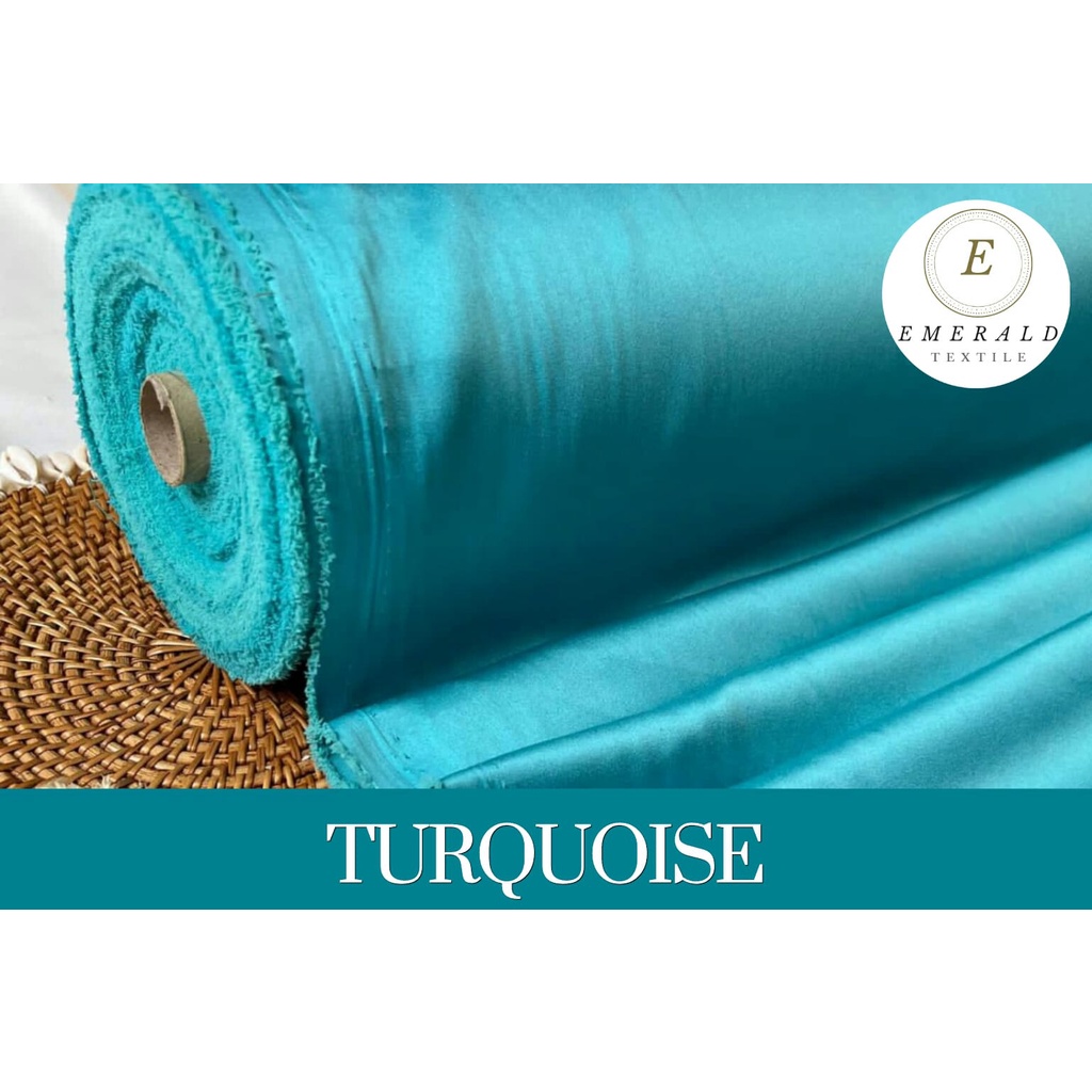 ( BUKAN HIJAB ) SETENGAH METER Kain Satin Velvet Roberto Cavalli Premium By Emerald Textile - Turquoise