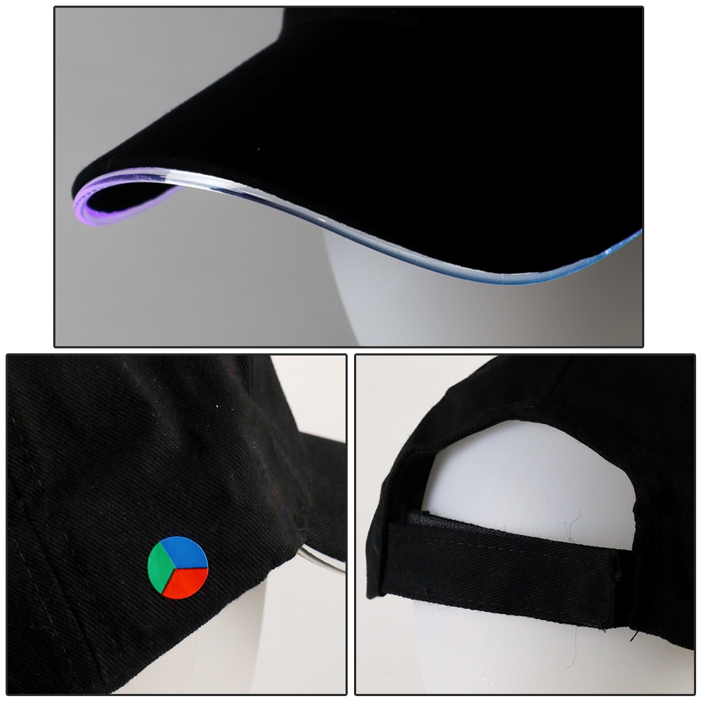 Topi Baseball Cap with Glowing RGB LED Light - WXYQA - Black