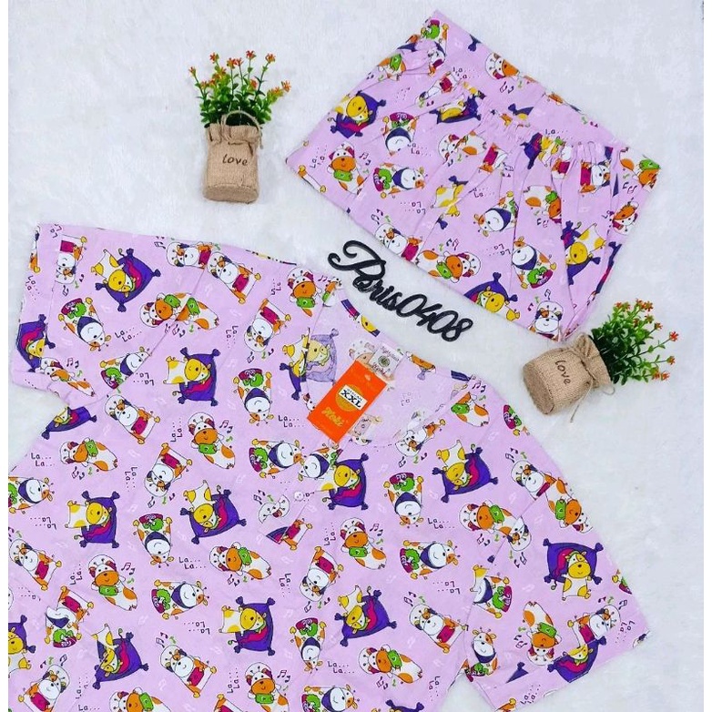 Baju Tidur HOKI XXL Jumbo Katun wanita Celana 3/4 (La...La...)