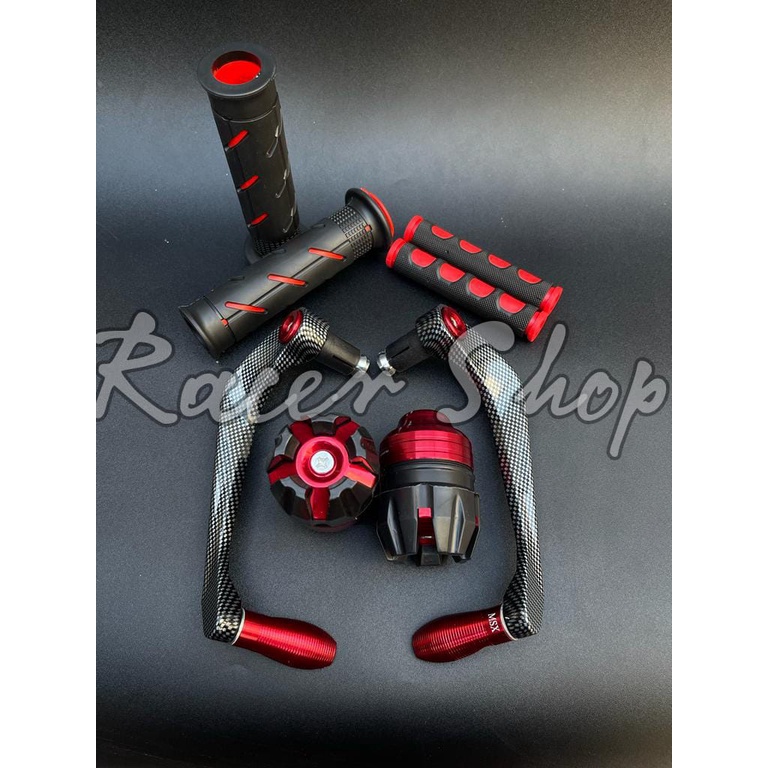 [PAKET 4IN1] Proguard Carbon Sabit + Jalu As Roda + Handgrip Domino + Karet Handle Rem