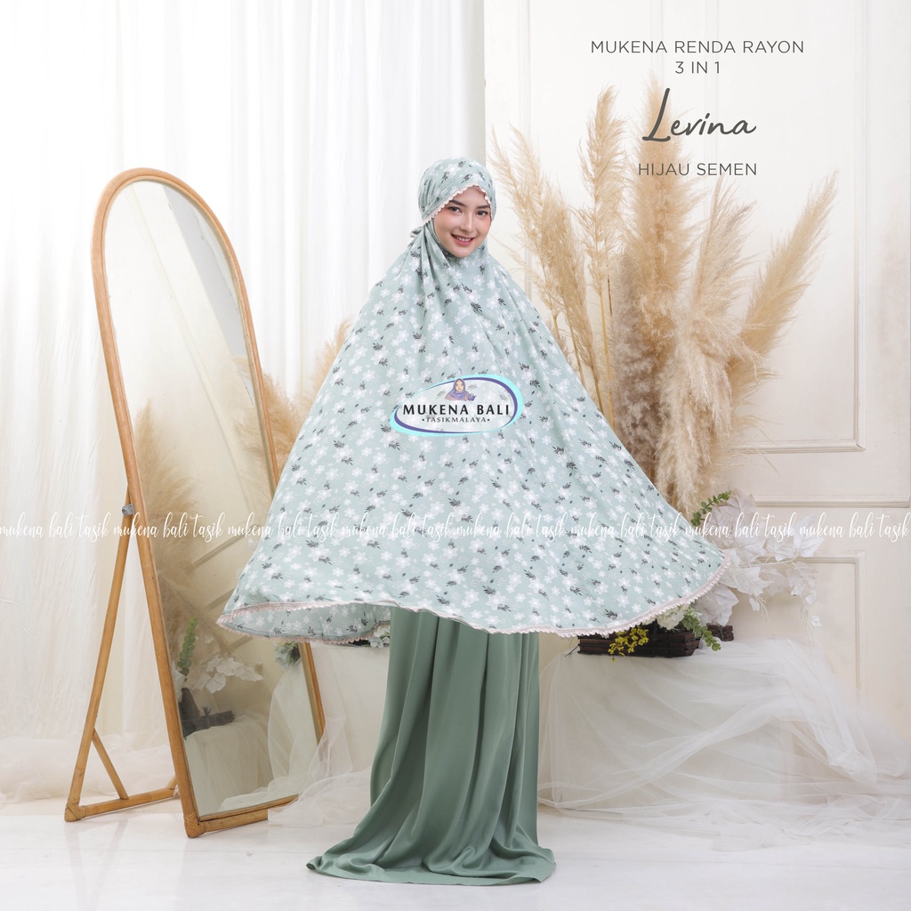 MUKENA BALI TASIK - MUKENA RENDA RAYON DEWASA 3 IN 1 LEVINA