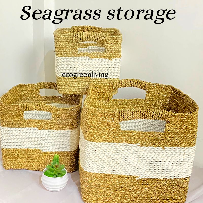 Seagrass storage box / Box recta square seagrass satuan