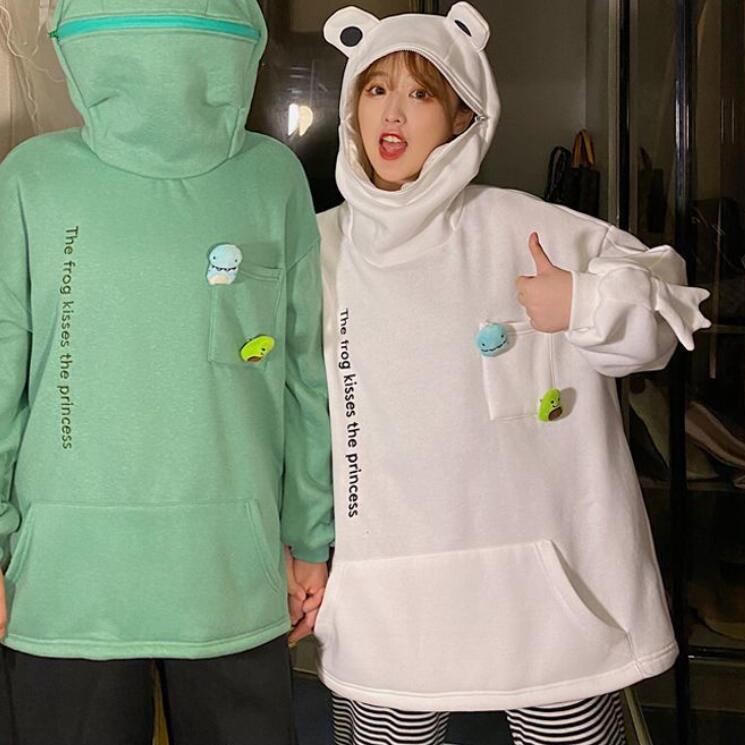 ➳ M-5XL Frog Zipper Hoodie Sweater Kebesaran Hoodie Kodok Resleting ☑