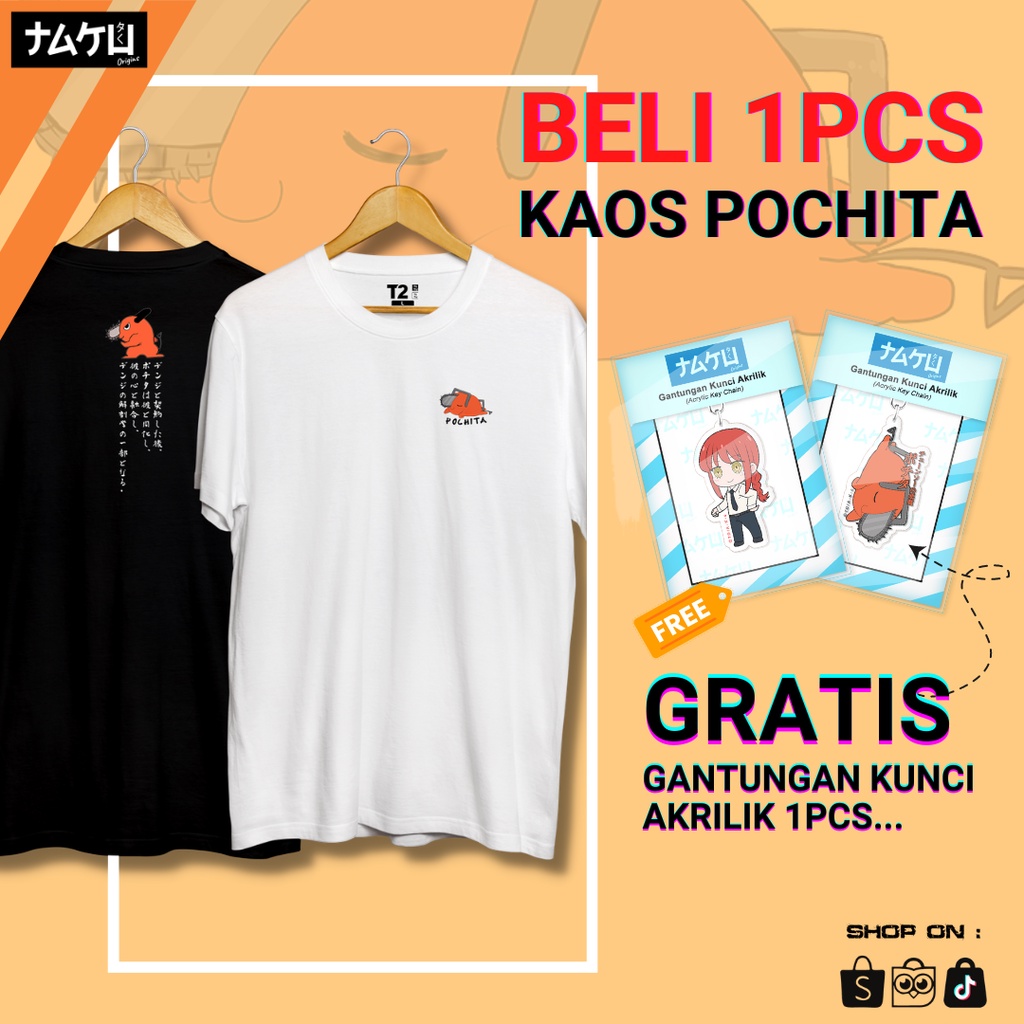 TAKU Kaos Pochita Chainsaw Man - T Shirt Anime Chainsaw Man - Baju Anime Chainsaw Man