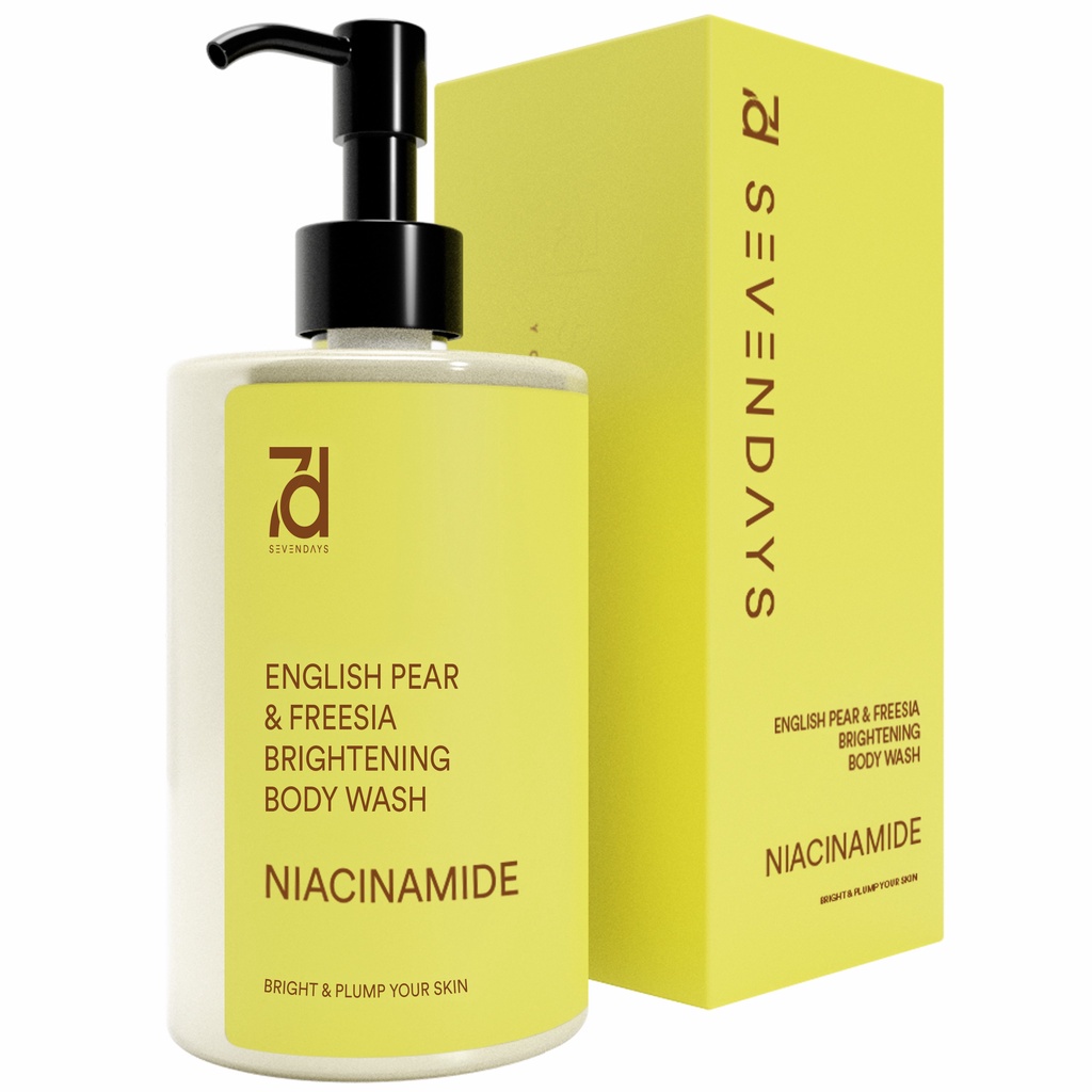 READY Seven Days English Pear &amp; Freesia Brightening Body Wash ( YELLOW ) 360ML ( 7DBW English P&amp;F ) | SABUN | ORIGINAL