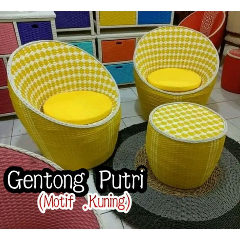 gentong putri MOTIF / kursi teras 1 set / kursi model cangkir / kursi teras rotan model gentong putr