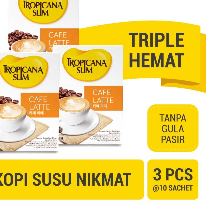 

✭ Triple Pack - Tropicana Slim Cafe Latte 10 Sachet 14 gram - Kopi Susu Nikmat Tanpa Gula Pasir ♝