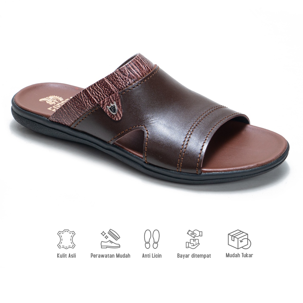 Sandal Pria Casual Sendal Slide Kokop Kulit Asli S448