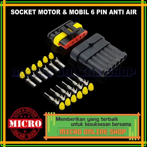Terlaris Parts Soket Motor 6 Pin Anti Air - Soket Mobil 6 Pin Anti Air Waterpr