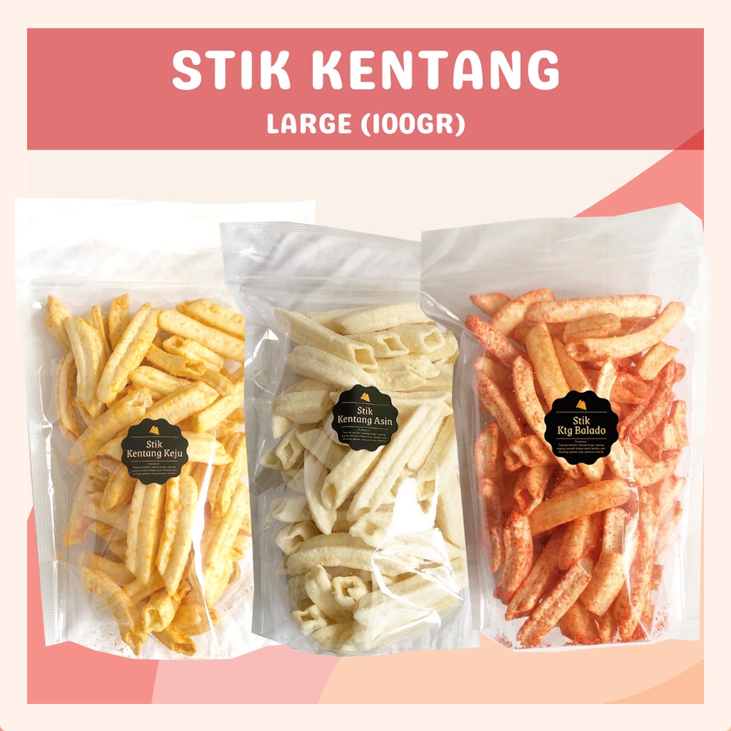 [DELISH SNACKS] Stik Kentang Asin / Keju / Balado (L) 100gr / Snack Cemilan Camilan / Potato Stick