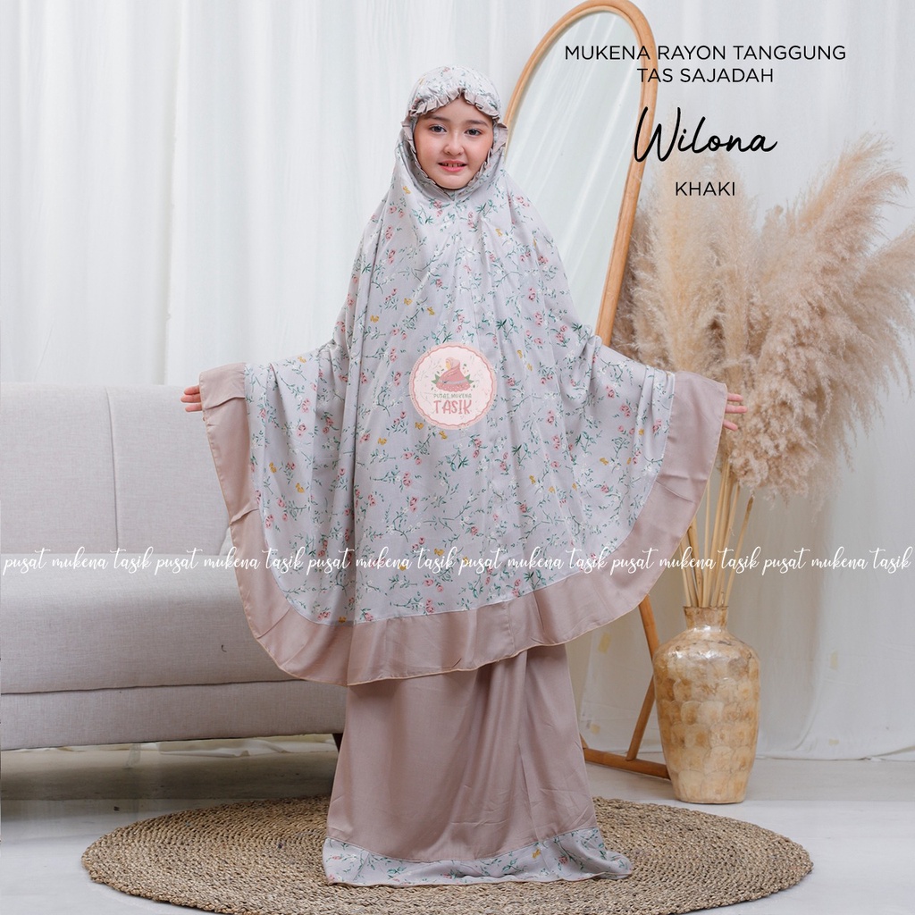 PUSAT MUKENA TASIK - MUKENA ANAK RAYON TANGGUNG MOTIF WILONA (TAS SAJADAH)