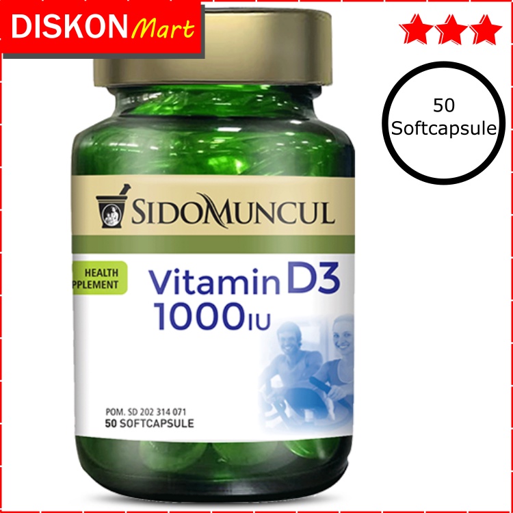 VITAMIN D3 1000 IU SIDOMUNCUL 50 SOFTCAPSULE VIT D3 1000IU SIDO MUNCUL KESEHATAN TULANG KALSIUM OBAT