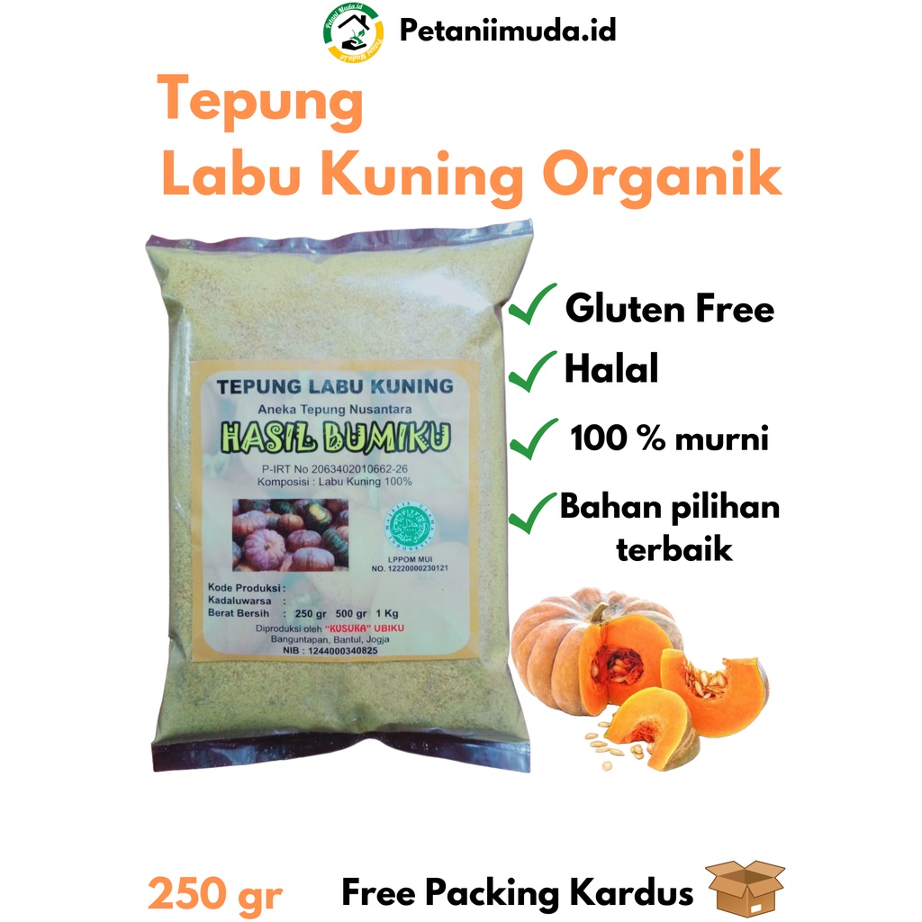 Tepung Labu Kuning Organik kemasan 250 gram/Tepung MPASI Labu Kuning Organik/Tepung Gluten Free Orga