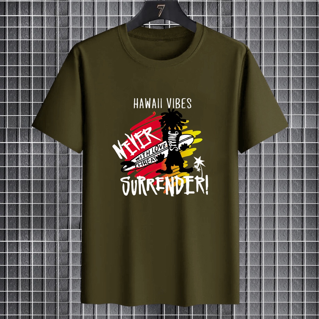 KAOS DISTRO PRIA 100% COTTON COMBED 24s LENGAN PENDEK / PRINTED HAWAI VIBES