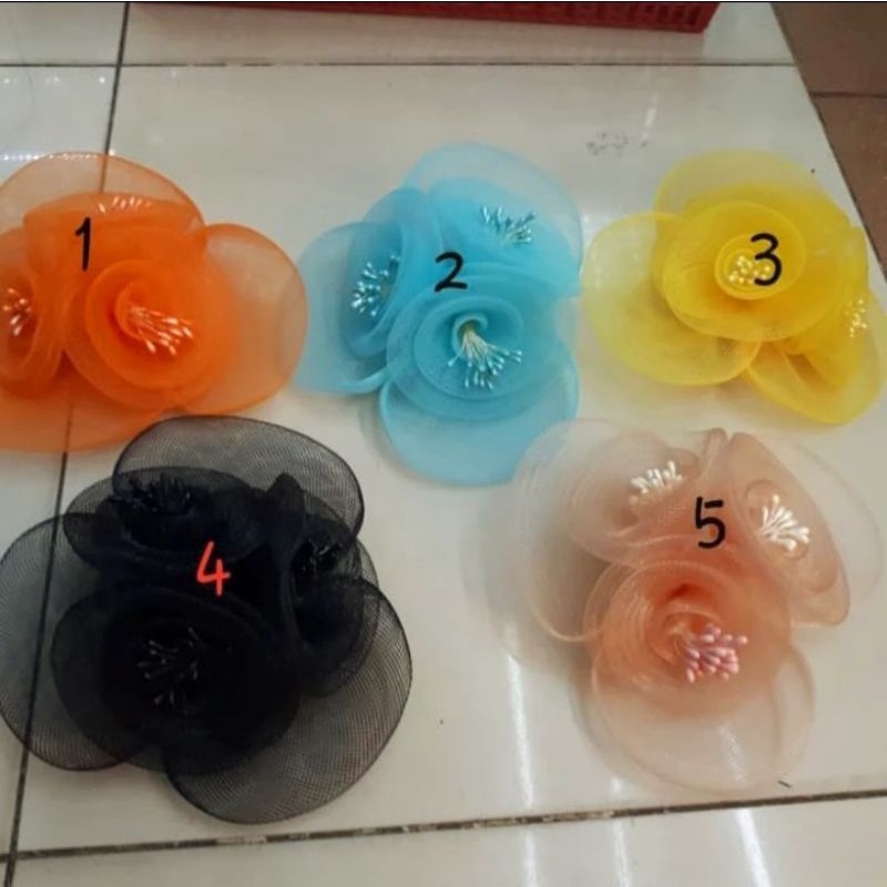 Jepit Jala Fascinator 3Bunga Putik-Headpiece Pesta