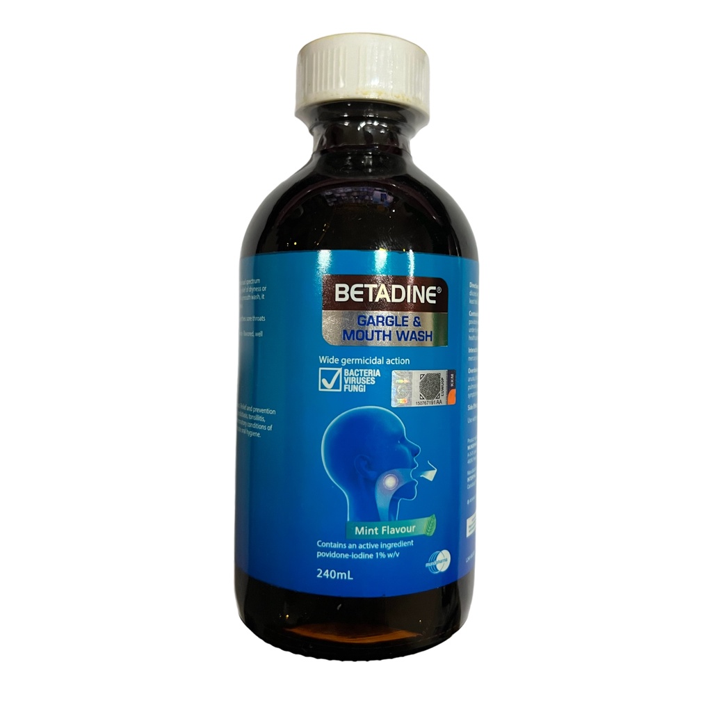 Betadine Gargle Mouthwash Mint 240ml Obat Kumur Cegah Virus Bakteri ORI