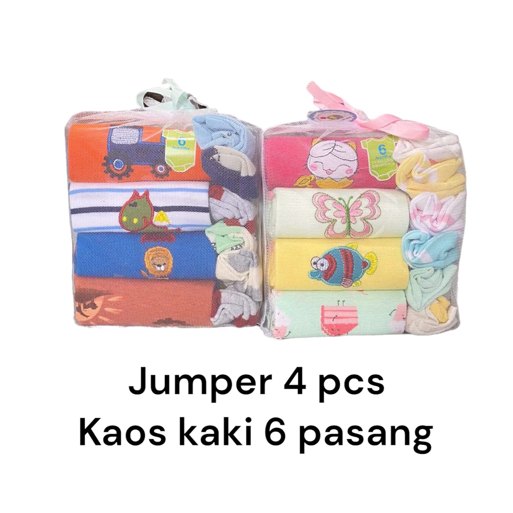 10 pcs Pakaian Bayi Jumper + Kaos kaki bayi Bodysuit 0-3 bulan